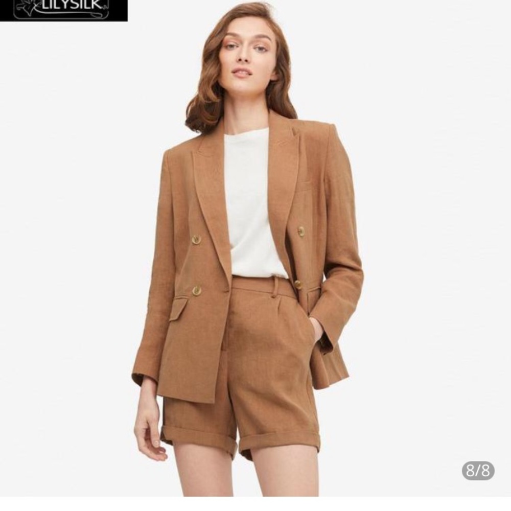 Lilysilk linen light coffee blazer